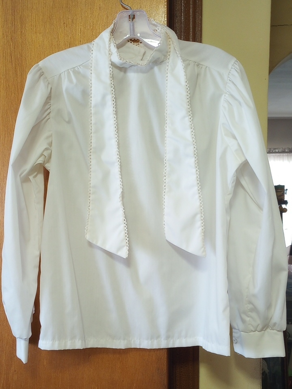 Time & Place Classic Polyester & Cotton Blouse w/ Embroidered Collar & Cuffs